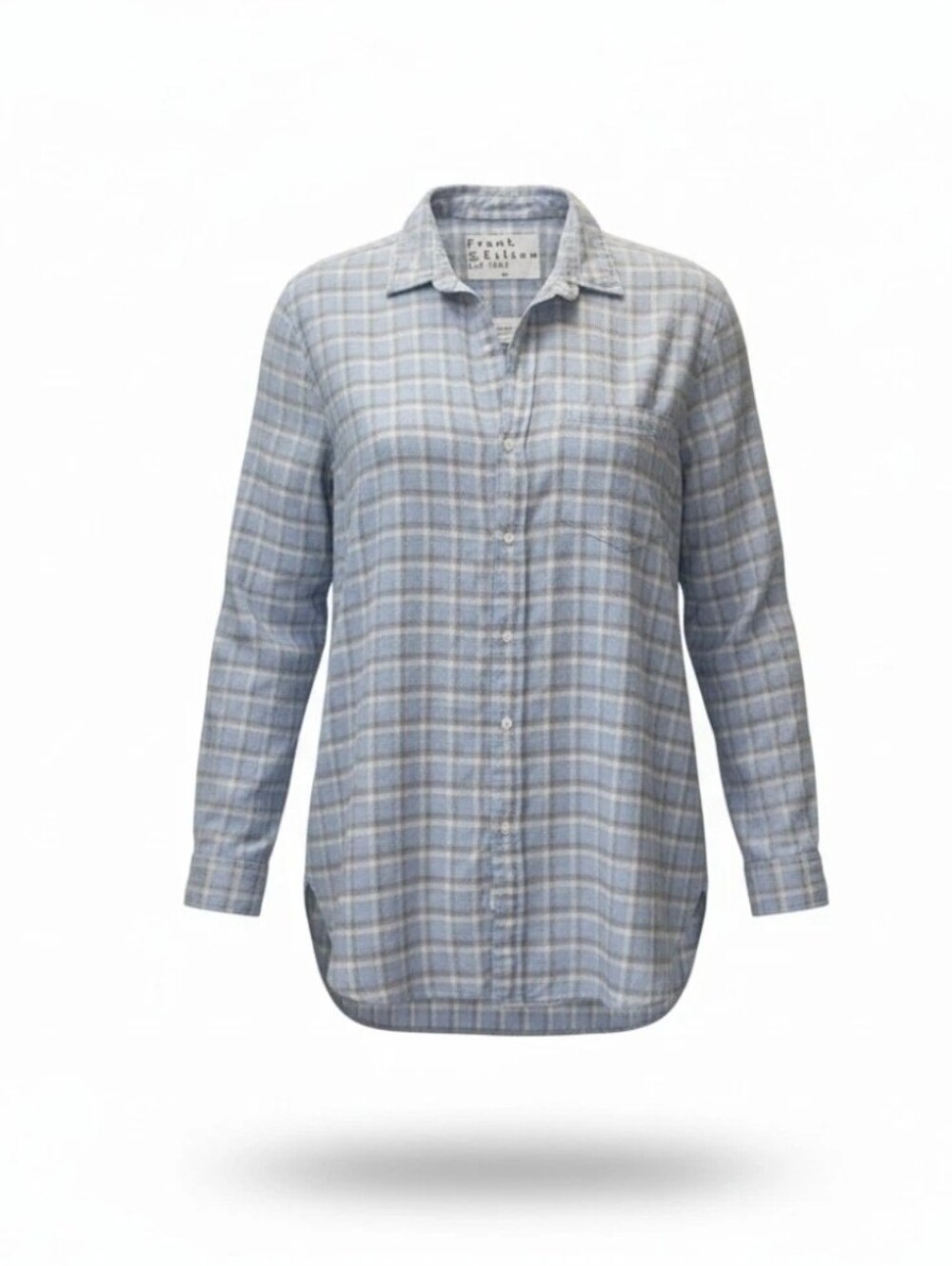 Frank & Eileen Shirt "Joedy" Button-Up Blue & White Flannel Women's Large